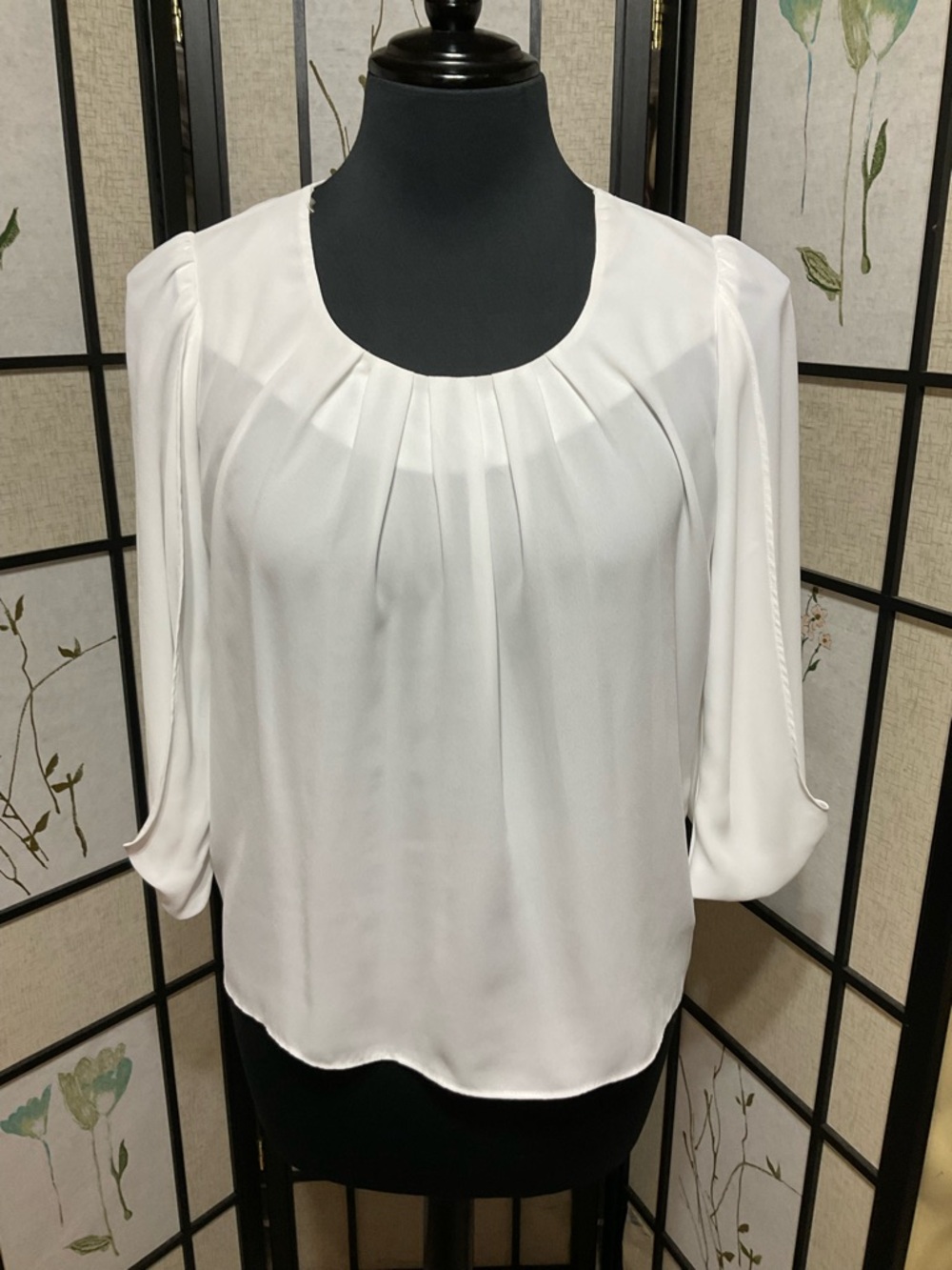 New Directions White Semi-Sheer Top